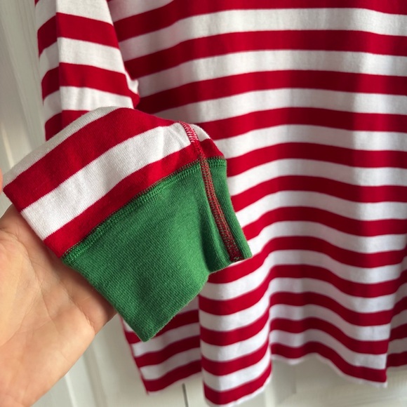 Hanna Andersson L Striped Red White Pajama Long Sleeve Top Christmas Festive - Picture 2 of 7